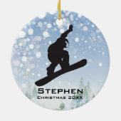 Personalisierter Snowboarder Keramik Ornament (Hinten)