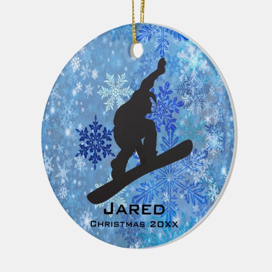 Personalisierter Snowboarder Keramikornament (Links)
