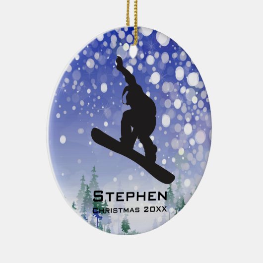 Personalisierter Snowboarder Keramikornament (Rechts)
