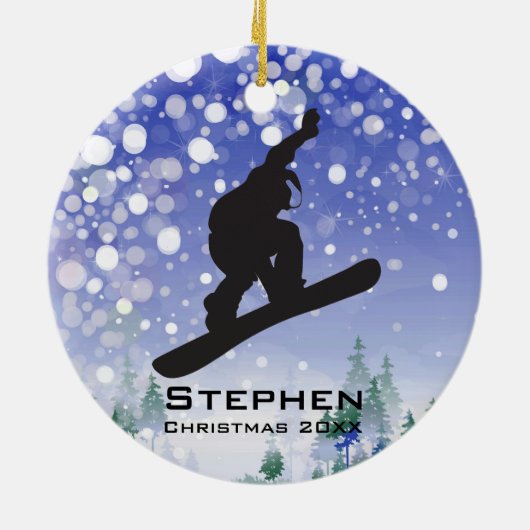 Personalisierter Snowboarder Keramikornament (Hinten)