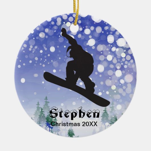 Personalisierter Snowboarder Keramikornament (Vorne)