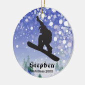 Personalisierter Snowboarder Keramikornament (Links)