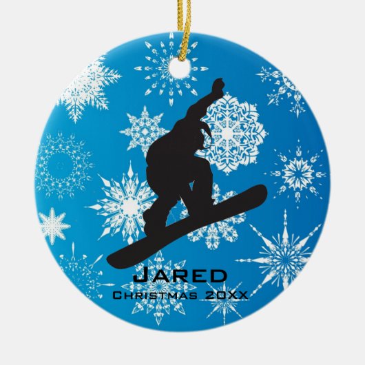 Personalisierter Snowboarder Keramikornament (Vorne)