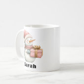 Personalisierter Snowman Holding-Individuelle Name Kaffeetasse (Vorderseite Links)