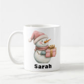 Personalisierter Snowman Holding-Individuelle Name Kaffeetasse (Links)