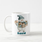 Personalisierter Snowman Holding Weihnachtsgeschen Kaffeetasse (Links)