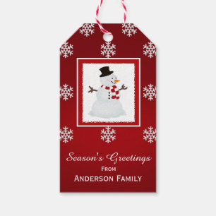 Personalisierter Snowman-rote Geschenk-Umbauten Geschenkanhänger