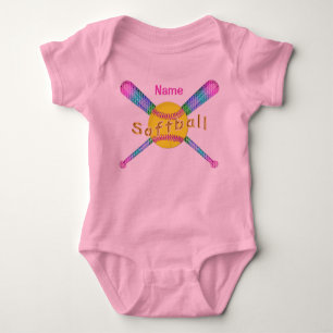 Personalisierter Softball-Baby-EinteilerTuTu Baby Strampler