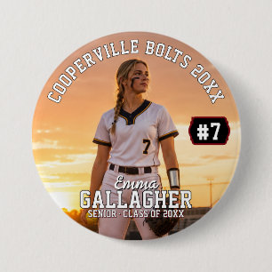 Personalisierter Softball-Foto-Button Button