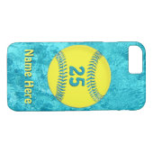 PERSONALISIERTER Softball iPhone 7 Hüllenen-Türkis Case-Mate iPhone Hülle (Rückseite (Horizontal))