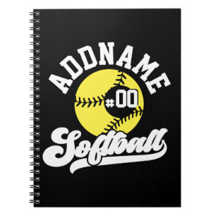 Personalisierter Softball-Spieler ADD NAME Retro-T Notizblock