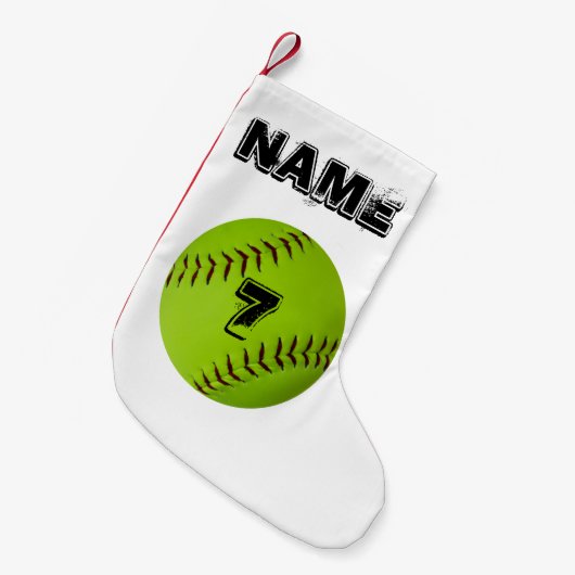 Personalisierter Softball-Strumpf Kleiner Weihnachtsstrumpf (Vorderansicht (hängend))
