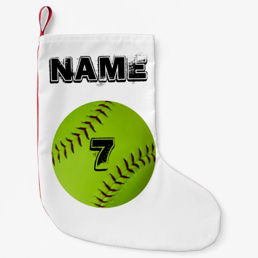 Personalisierter Softball-Strumpf Kleiner Weihnachtsstrumpf (Vorderseite)