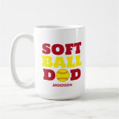Personalisierter Softball Vater Vatertag Kaffeetasse (Links)