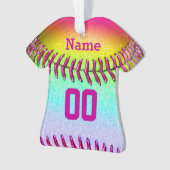 Personalisierter Softball verziert IHRE ZAHL u. Ornament (Vorderseite)