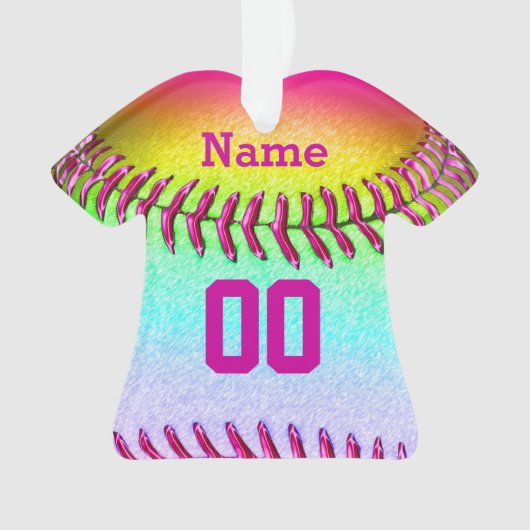 Personalisierter Softball verziert IHRE ZAHL u. Ornament (Vorderseite)