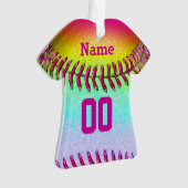 Personalisierter Softball verziert IHRE ZAHL u. Ornament (Vorderseite)