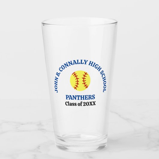 Personalisierter Softballspieler der Blue High Sch Glas (Vorderseite)