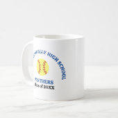 Personalisierter Softballspieler der Blue High Sch Kaffeetasse (Vorderseite Links)