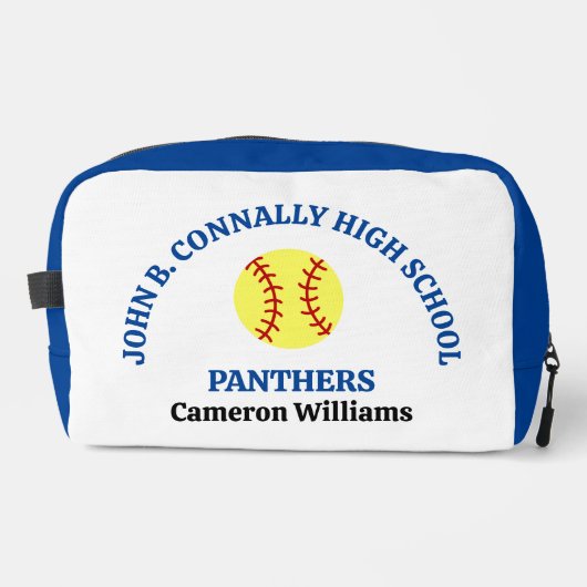 Personalisierter Softballspieler der Blue High Sch Waschbeutel (Vorderseite)