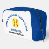 Personalisierter Softballspieler der Blue High Sch Waschbeutel (Rechte Ecke)