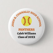 Personalisierter Softballspieler der Orange High S Button (Vorderseite)