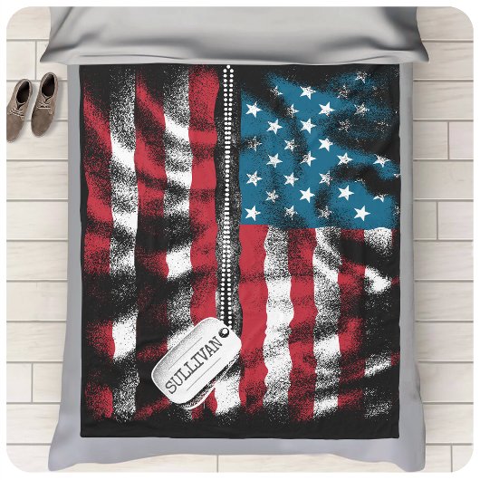 Personalisierter Soldat, Hund Tag USA - Flagge Fleecedecke