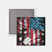 Personalisierter Soldat, Hund Tag USA - Flagge Magnet (Vorderseite/Rückseite)