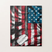 Personalisierter Soldat, Hund Tag USA - Flagge Puzzle (Vertikal)