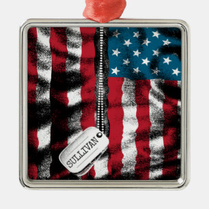 Personalisierter Soldat Hund Tags USA Flagge Ornament Aus Metall