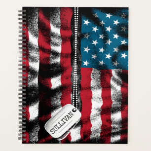 Personalisierter Soldat Hund Tags USA Flagge Planer