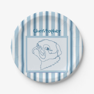 Personalisierter Sommer-Bad Mops Art Pappteller