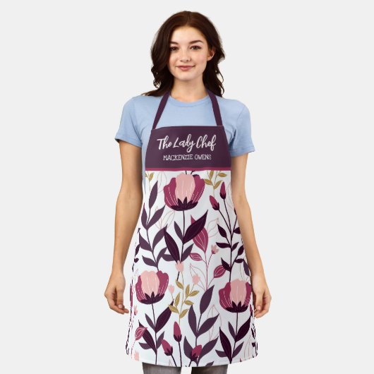 Personalisierter Sommer Blüten für Frauen Schürze (Getragen)