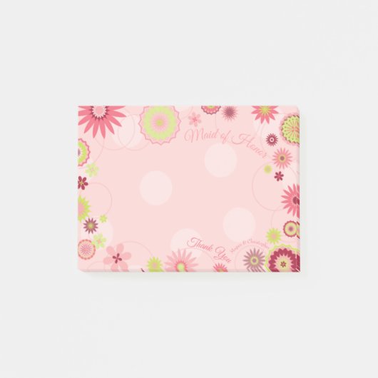 Personalisierter Sommer Floral Hübsch rosa Post-it Klebezettel (Vorderseite)