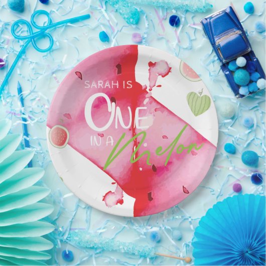 Personalisierter Sommer in Melon Niedlich Pappteller (Party)