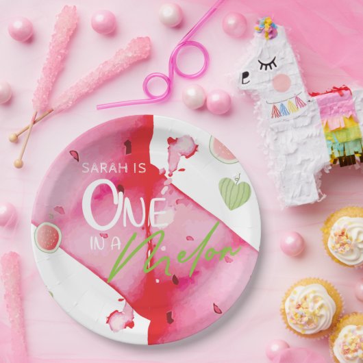 Personalisierter Sommer in Melon Niedlich Pappteller (Party)