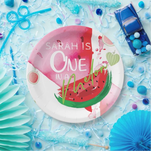 Personalisierter Sommer in Melon Niedlich Pappteller (Party)