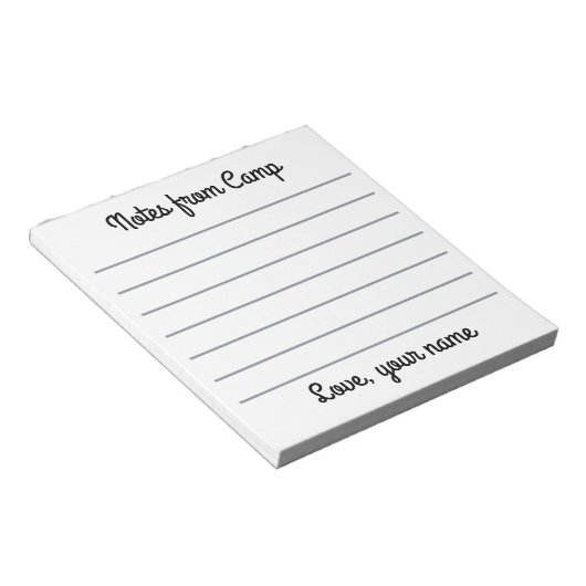 Personalisierter Sommercamp Notepad Notizblock (angewinkelt)