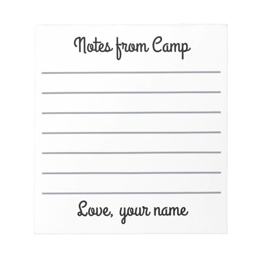Personalisierter Sommercamp Notepad Notizblock (Vorderseite)