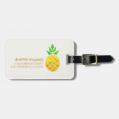Personalisierter Sommerfoil Goldene Ananas  Gepäckanhänger (Vorderseite horizontal)