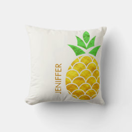 Personalisierter Sommerfoil Goldene Ananas Kissen
