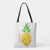 Personalisierter Sommerfoil Goldene Ananas  Tasche (Rückseite)