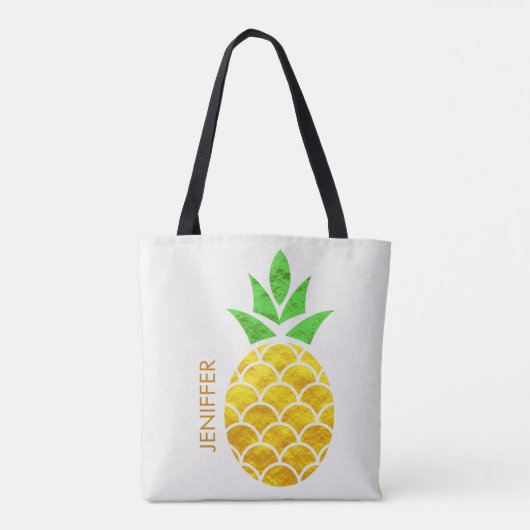 Personalisierter Sommerfoil Goldene Ananas  Tasche (Rückseite)