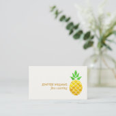 Personalisierter Sommerfoil Goldene Ananas  Visitenkarte (Stehend Vorderseite)