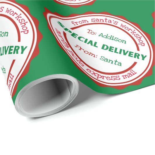 Personalisierter Sonderversand Santa's Workshop Geschenkpapier (Rolleneckpunkt)