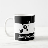 Personalisierter Songbird Schwarz/Weiß Kaffeetasse (Links)