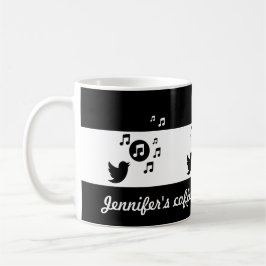 Personalisierter Songbird Schwarz/Weiß Kaffeetasse