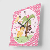 Personalisierter Sonnenaffe und Tiger Kinderzimmer Quadratische Wanduhr (Winkel)