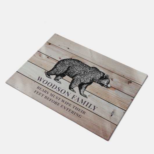 Personalisierter Sonnenbär Fußmatte (Schrägansicht)