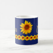 Personalisierter Sonnenblume-Name oder Monogramm Kaffeetasse (Mittel)
